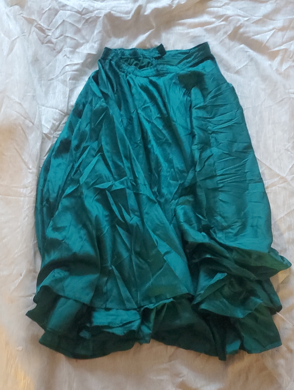 Women's Teal Satin Circle Skirt